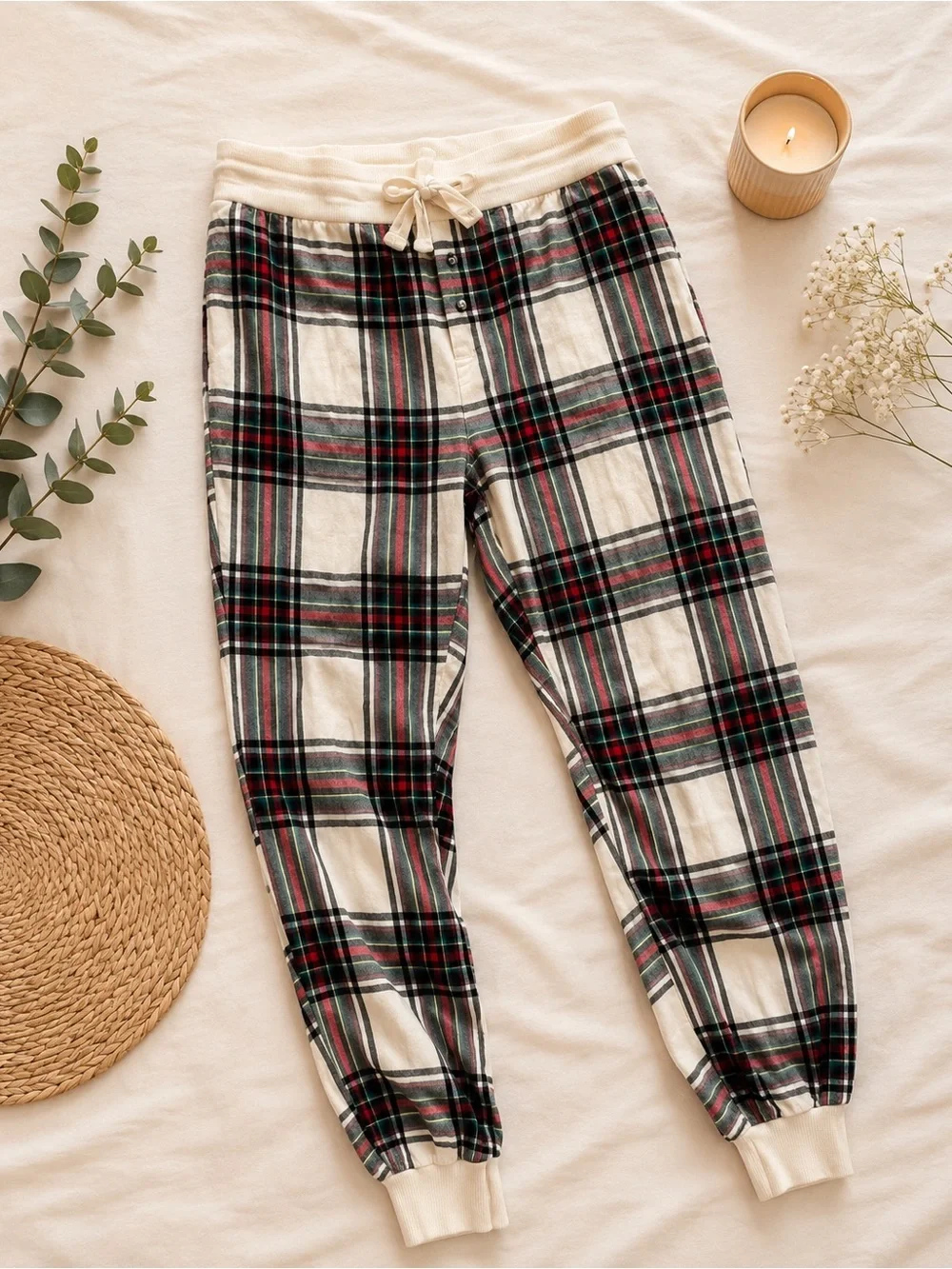 stars above White Tag Cotton Top with Plaid Lining